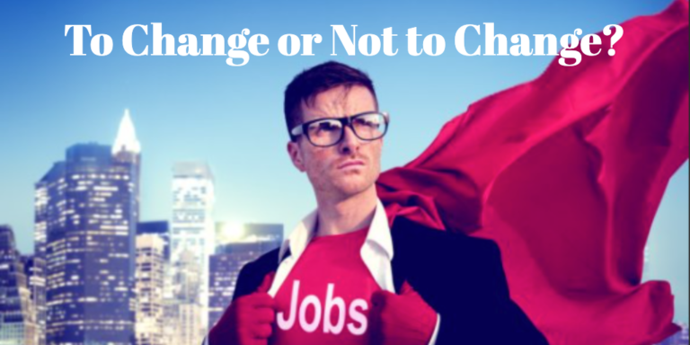 superhero with glasses, holding his shirt open, with the words "to change or not to change"